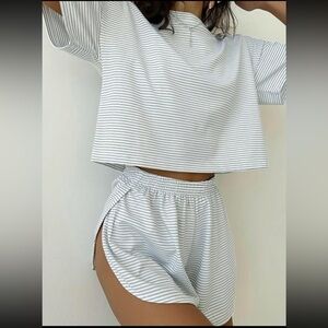 Cute grey striped sleep set